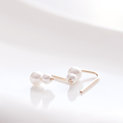 兩個小珍珠耳環 2way 白色 14KGF / 銀 930 第4張的照片