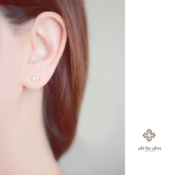 兩個小珍珠耳環 2way 白色 14KGF / 銀 930 第2張的照片