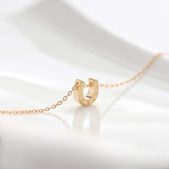 14kgf Lucky Horseshoe Necklace - ラッキー ホースシューネックレス 6枚目の画像