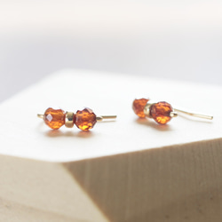 Hessonite 14KGF“2 天然石 2way 耳環-Twins” 第1張的照片