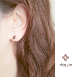 ガーネット Earrings 「天然石の小さな 1粒イヤリング- dainty -」 14KGF 1枚目の画像