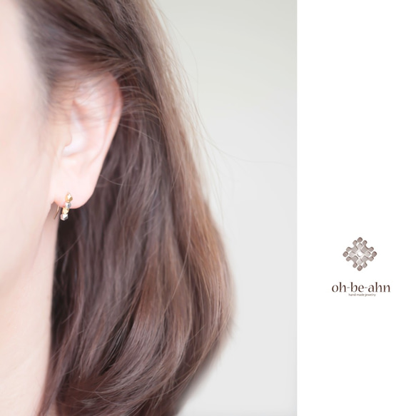 Gold&Silver Karen Cut Beads Pierce・カレンゴールド＆シルバーの2wayピアス 2枚目の画像