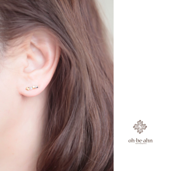 Gold&Silver Karen Cut Beads Pierce・カレンゴールド＆シルバーの2wayピアス 3枚目の画像