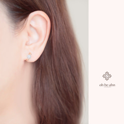 海藍寶石耳環“小巧天然石耳環-精緻-” 14KGF銀色925 第2張的照片