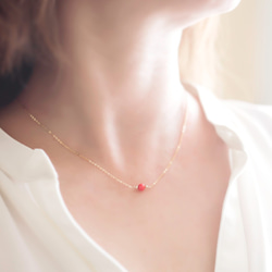 赤珊瑚『天然石の小さな1粒ネックレス- dainty 』14KGF シルバー