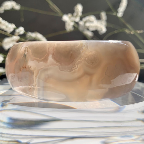 チェリーブロッサムアゲート 桜瑪瑙 セット  バングル　腕輪　天然石  着物和服 桜フェア】桜瑪瑙ハイクォリティーチェリーブロッサムアゲートバングル