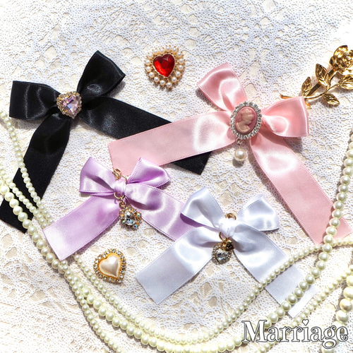 再販3 選べるリボン14色つやつやサテンリボンのマスクチャーム マスク