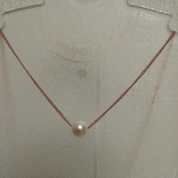 あこや真珠一粒スルーネックレスJNP-NO.5ピンクゴールド金具 