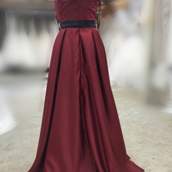 【新品】ハンドメイドウエディングドレス　ワインレッド　カラードレス　#ma432 3枚目の画像