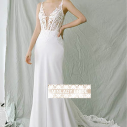 【新品】マーメイド　シースルー  クラシカル　ウェディングドレス　ma434 5枚目の画像