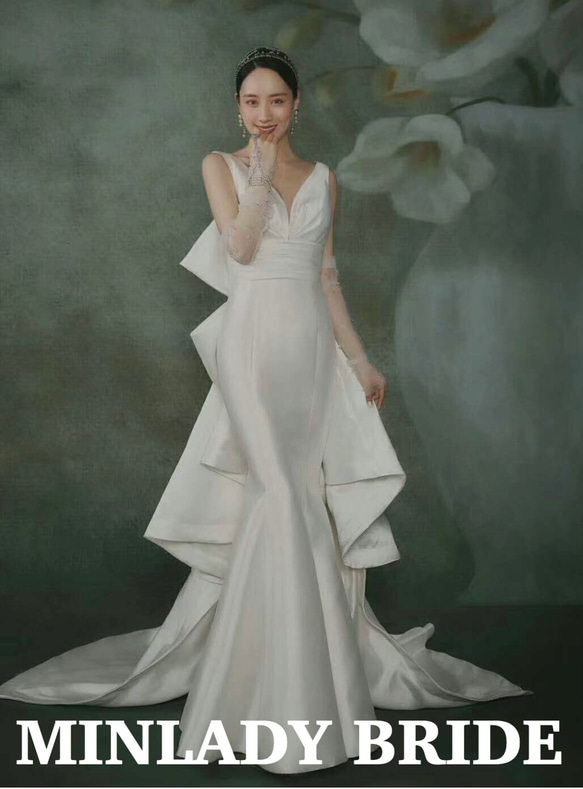 メリーマリー ホワイト ウェディングドレス バックリボン ミカド Merry