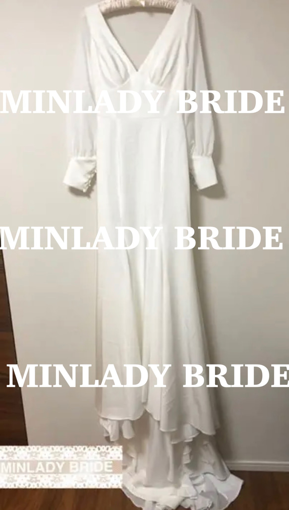 【新品】マーメイド オープンバック 長袖 ウェディングドレス #ma156 9枚目の画像