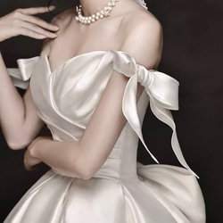 バックリボン  リボンショルダー  ウェディングドレス #ma116 2枚目の画像