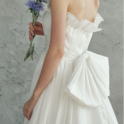 胸元フリル　バックリボン　ウェディングドレス　ma505 5枚目の画像