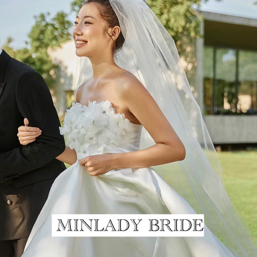 花モチーフ ウェディングドレス シンプル ma516 ドレス MINLADY BRIDE 