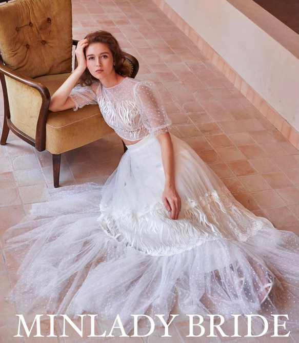 ma525 ドットチュール　セパレート　ウェディングドレス 