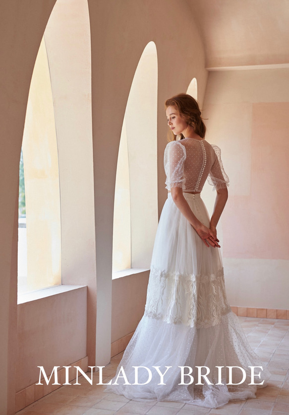 ma525 ドットチュール　セパレート　ウェディングドレス 