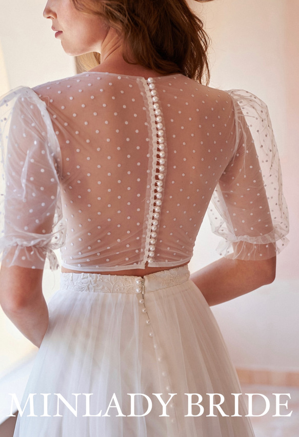 ma525 ドットチュール　セパレート　ウェディングドレス 