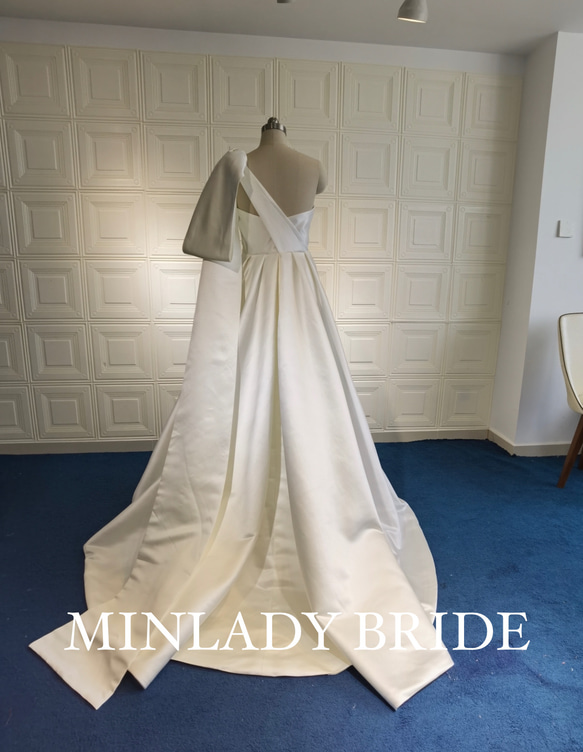 ma534 肩リボン　シンプル　ウェディングドレス #MINLADY