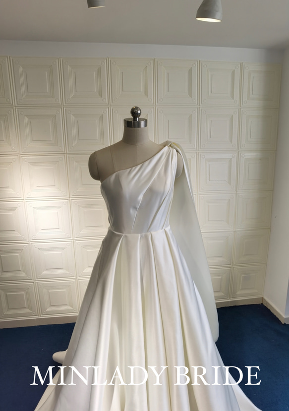 ma534 肩リボン　シンプル　ウェディングドレス #MINLADY