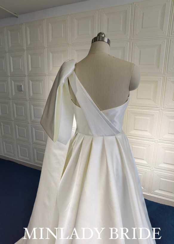 ma534 肩リボン　シンプル　ウェディングドレス #MINLADY