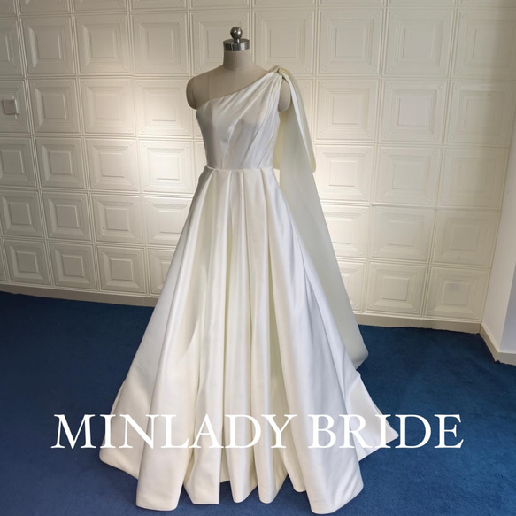 ma534 肩リボン　シンプル　ウェディングドレス #MINLADY