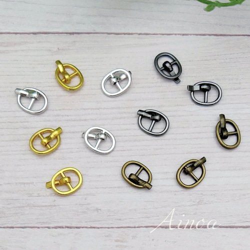 楕円形ピンバックル J 内径5.5mm 10個 金具・チェーン Ainoa(miny  