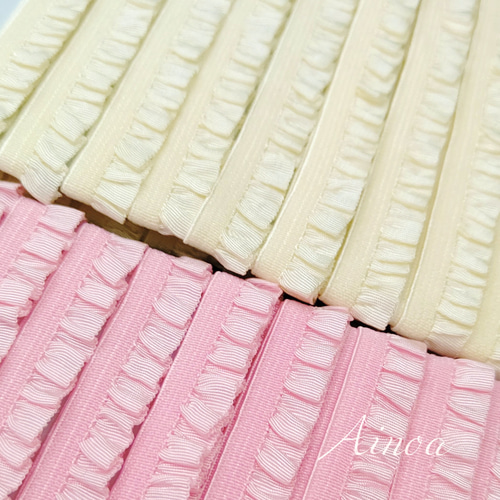 ストレッチフリルレースD 1cm幅 2m 暖色系 レース Ainoa(miny ストレッチフリルレースD 1cm幅 2m 暖色系 レース Ainoa(miny