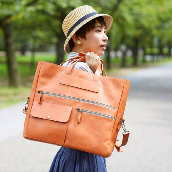 3Wayバッグ 本革 A4サイズ ビジネス 通勤 リュック対応 ノートPCが入り収納豊富【チャコールグレー】 /////////　 概寸