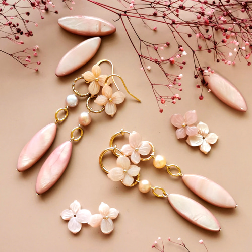 Shell Flower ピアス（フック・チェーン） Racine𓇼 通販