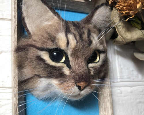 羊毛フェルト　オーダー　MIX猫　顔半立体 羊毛フェルト オーダー MIX猫 顔半立体 - 羊毛フェルト新品 通販