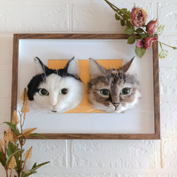 羊毛フェルト　オーダー　MIX猫　顔半立体 羊毛フェルト オーダーの猫君完成🐈 おかっぱちゃん です