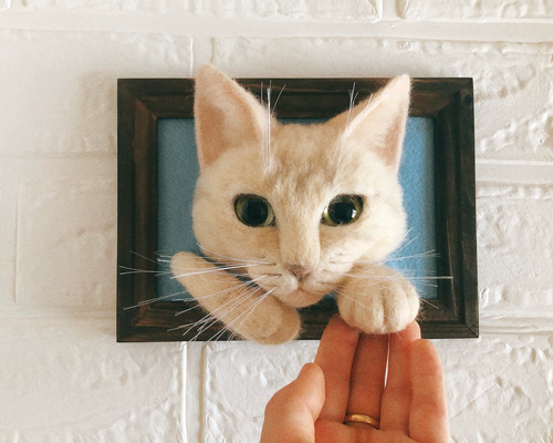 羊毛フェルト オーダー MIX猫 顔半立体