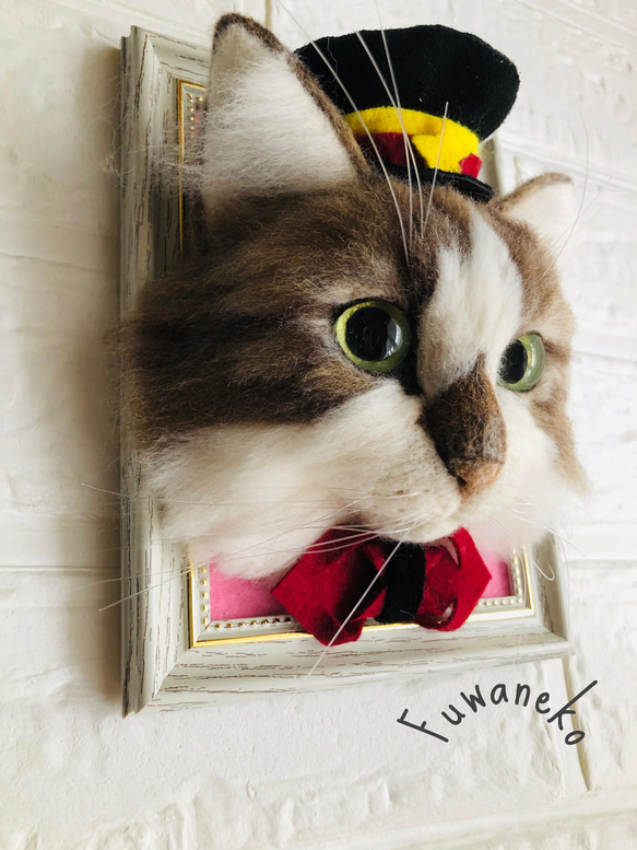 【オーダーメイド】等身大・羊毛リアル猫　顔パネル 〜シンプルスタイル〜 3枚目の画像