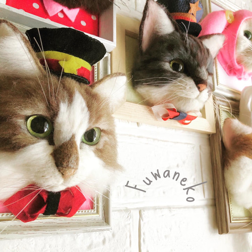 オーダーメイド】等身大 羊毛リアル猫パネル 立体・オブジェ ふわねこ 