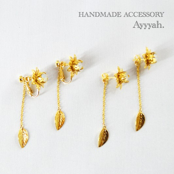 Gold Flower　Pierce・Earrings 4枚目の画像