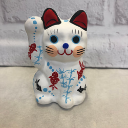 和柄「市松紋様招き猫」 鬼滅の刃 竈門炭治郎柄 立体・オブジェ 玩古庵