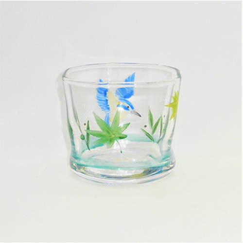 ミニグラス「翡翠」京絵付けガラス 京都 京焼 清水焼 かわせみ