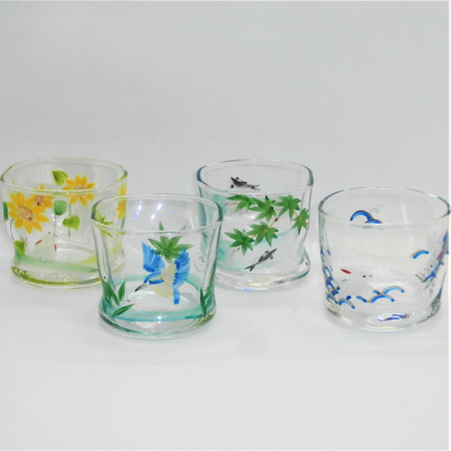 ミニグラス「翡翠」京絵付けガラス 京都 京焼 清水焼 かわせみ