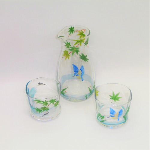 ミニグラス「翡翠」京絵付けガラス 京都 京焼 清水焼 かわせみ