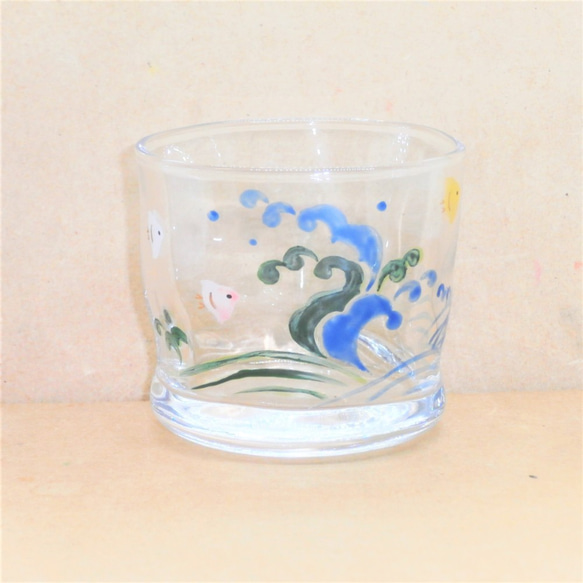 ミニグラス「縁起物・波千鳥」京絵付けガラス 京都 京焼 清水焼 ちどり