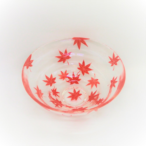 茶碗「紅葉」京絵付けガラス 京都 京焼 清水焼 もみじ 茶碗・めし碗 小