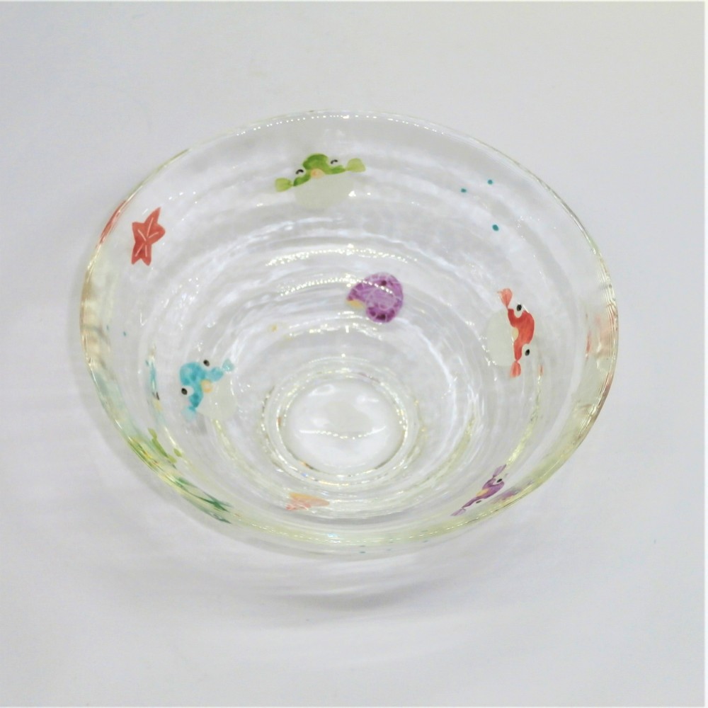茶碗「縁起物・福福（PUKUPUKU）」京絵付けガラス　京都　京焼　清水焼　抹茶　フグ　ふぐ