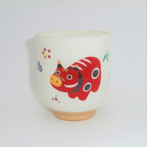 湯吞み「干支 丑 赤べこ」京焼・清水焼 京都 伝統工芸品 清水焼 うし