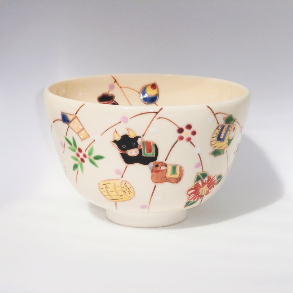 茶盌「干支 丑・餅花」京焼・清水焼 京都 伝統工芸品 清水焼 抹茶盌
