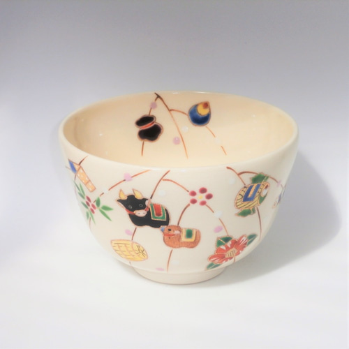 茶盌「干支 丑・餅花」京焼・清水焼 京都 伝統工芸品 清水焼 抹茶盌