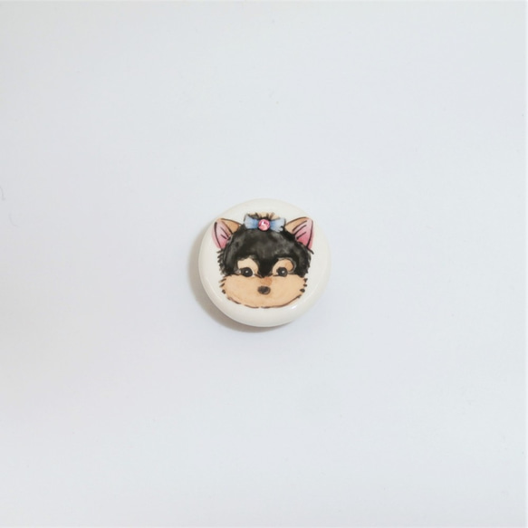 ブローチ「子犬くしくしセット」（マグネット式）京焼・清水焼　京都　伝統工芸品　清水焼　シーズー　ヨークシャー　トイプー 2枚目の画像