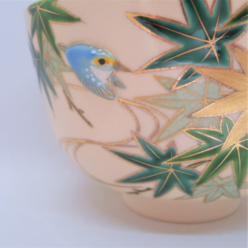 PUKKURI”茶盌「青楓に翡翠」京焼・清水焼 京都 伝統工芸品 京焼 PUKKURI”茶盌「青楓に翡翠」京焼・清水焼 京都 伝統工芸品 京焼