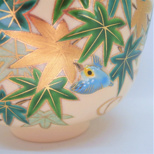 PUKKURI”茶盌「青楓に翡翠」京焼・清水焼 京都 伝統工芸品 京焼 PUKKURI”茶盌「青楓に翡翠」京焼・清水焼 京都 伝統工芸品 京焼