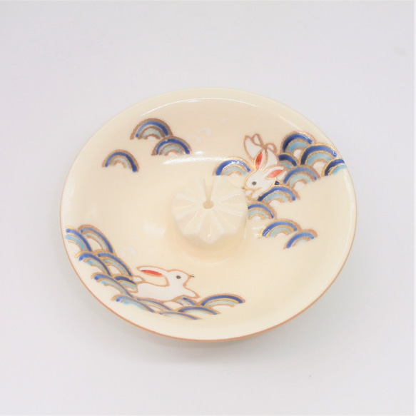 3Way香立て「波うさぎ」京焼・清水焼 伝統工芸品 京都 京焼 清水焼